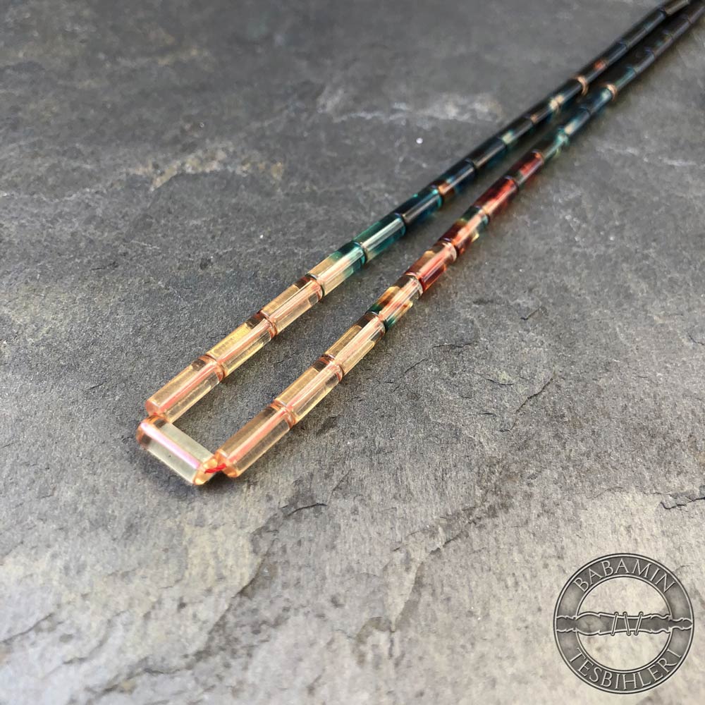Renkli süzme dizim 4x10mm, Kesme model tesbih