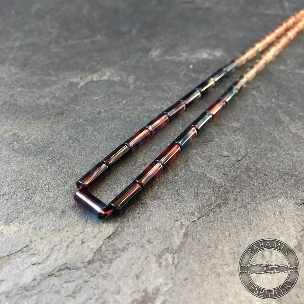 Renkli süzme dizim 4x10mm, Kesme model-Sıkma kehribar tesbih