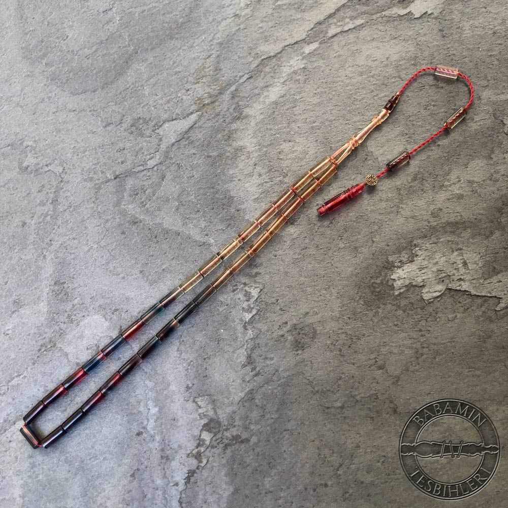 Renkli süzme dizim 4x10mm, Kesme model-Sıkma kehribar tesbih