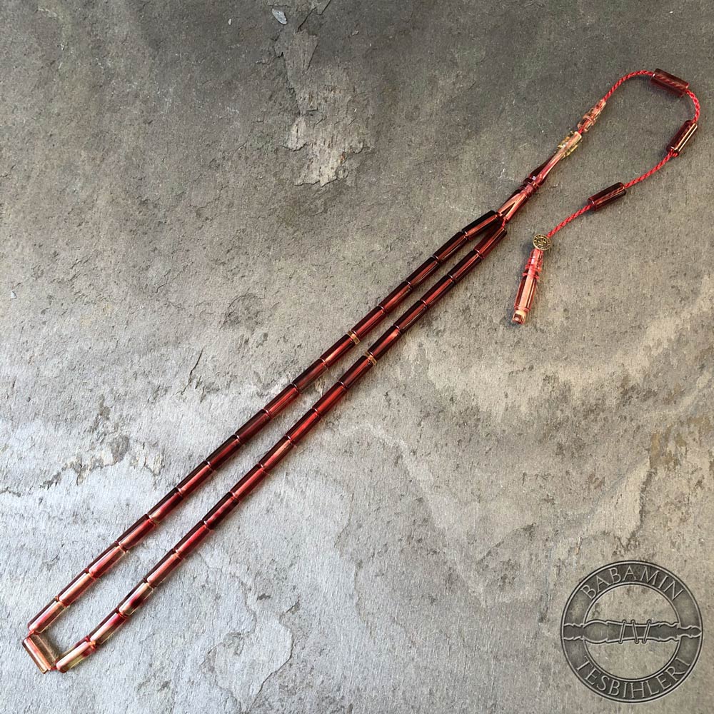 Mercan Kırmızısı süzme dizim 4x10mm, Kesme model tesbih