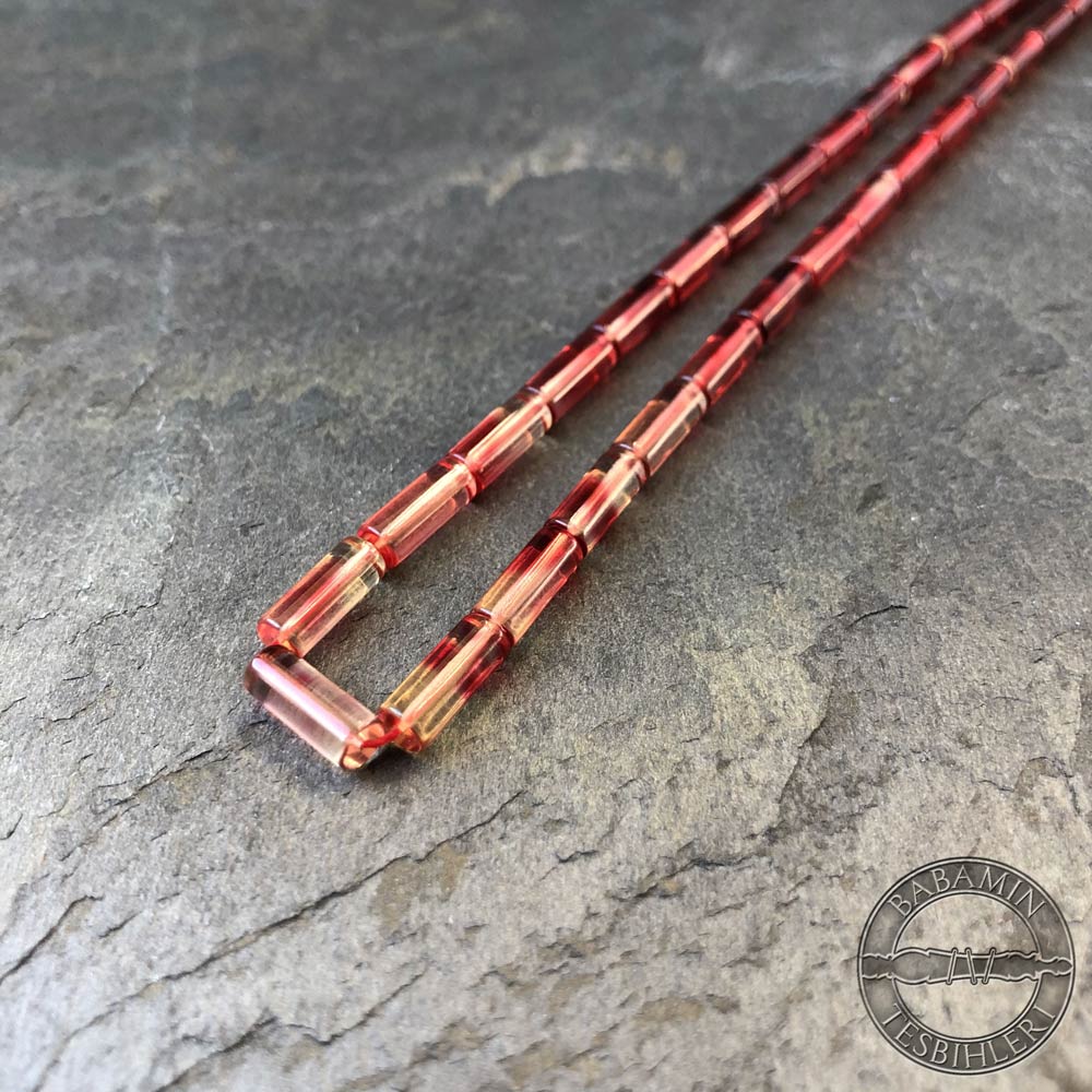 Mercan Kırmızısı süzme dizim 4x10mm, Kesme model tesbih