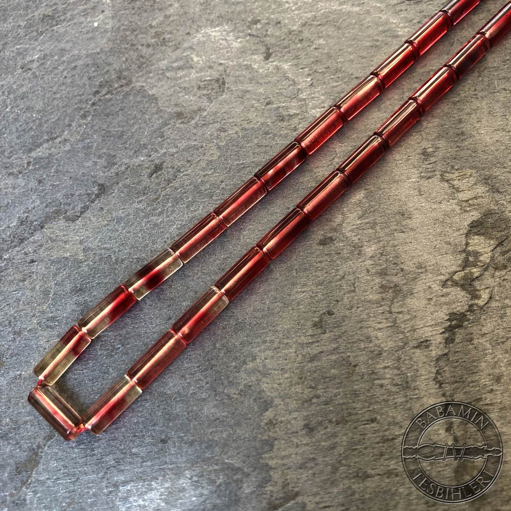 Mercan Kırmızısı süzme dizim 4x10mm, Kesme model tesbih