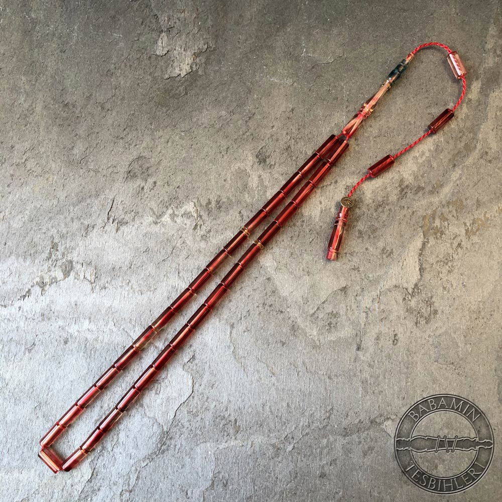 Mercan Kırmızısı 4x10mm, Kesme model tesbih