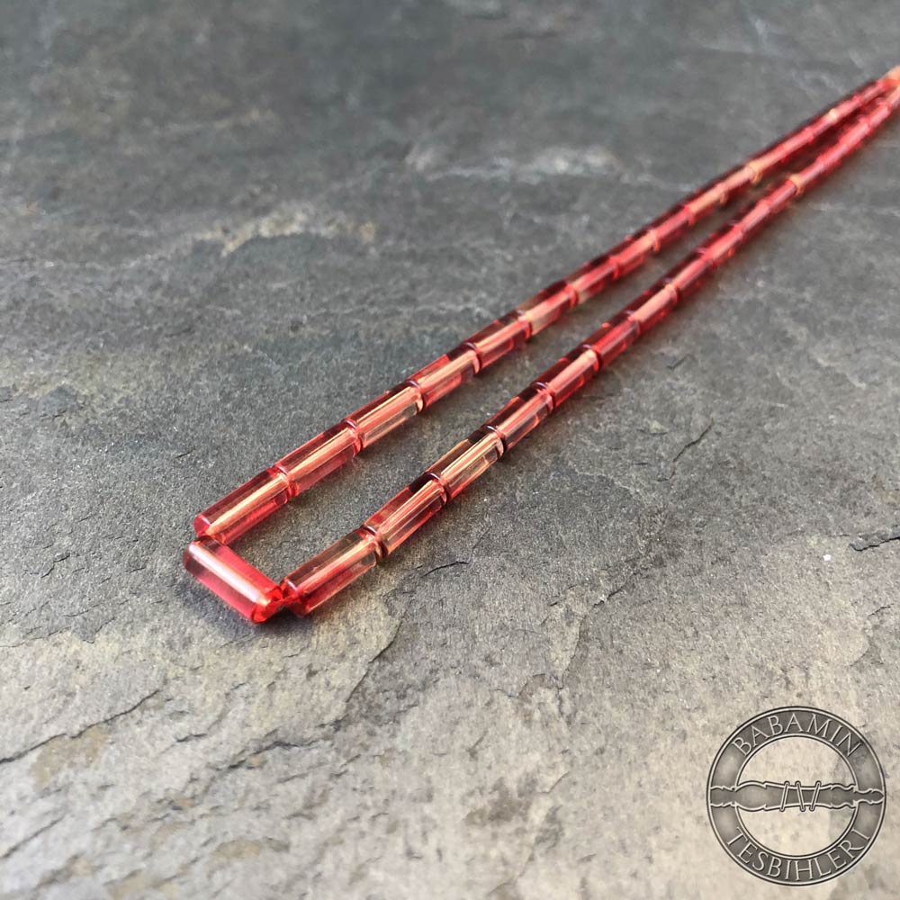 Mercan Kırmızısı 4x10mm, Kesme model tesbih