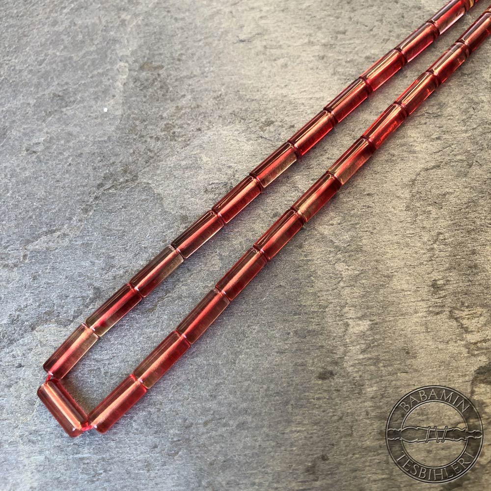 Mercan Kırmızısı 4x10mm, Kesme model tesbih