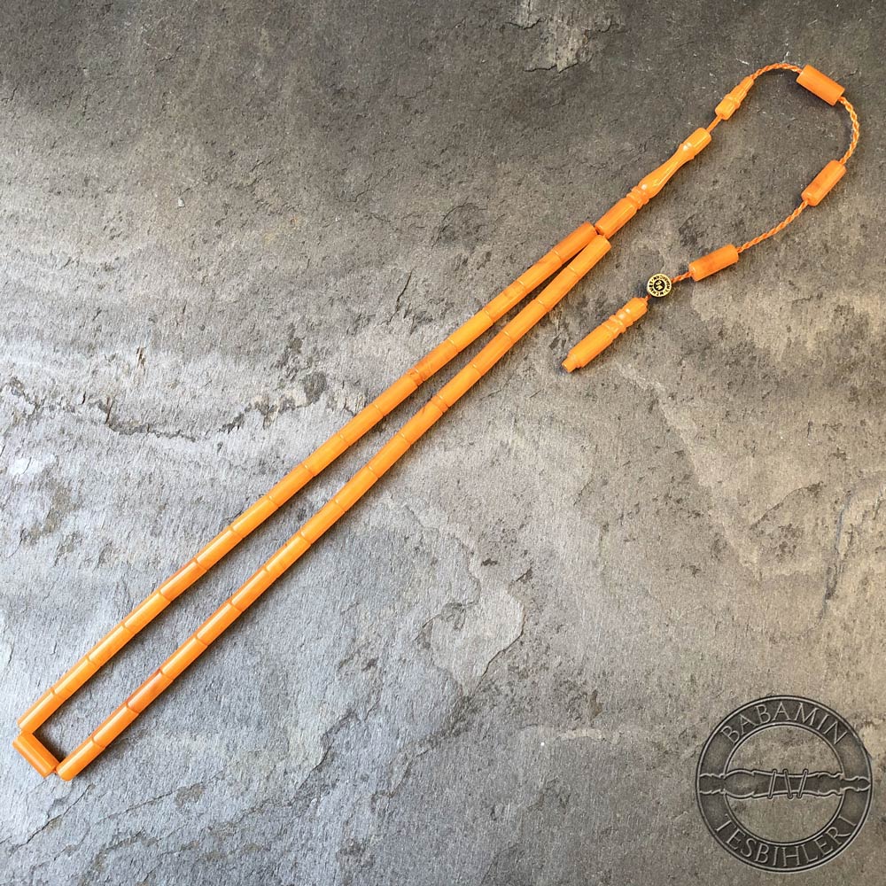 Turuncu 4x10mm, Kesme model, sıkma kehribar tesbih
