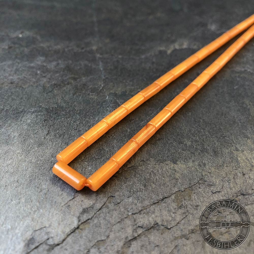Turuncu 4x10mm, Kesme model, sıkma kehribar tesbih