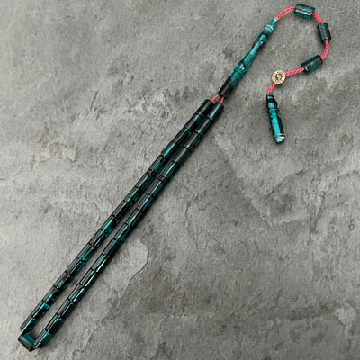 4x7mm Yeşil Siyah Küçük Boy Kesme Model Tesbih