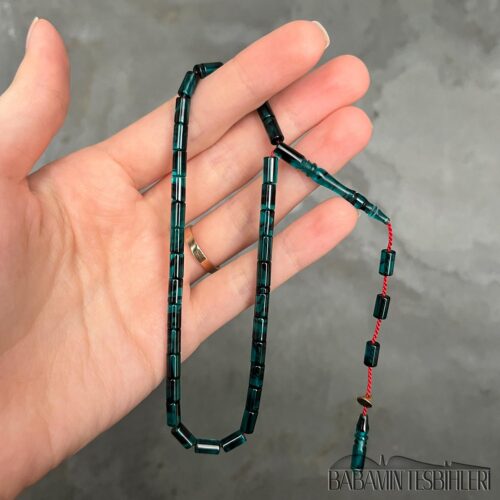 4x7mm Yeşil Siyah Küçük Boy Kesme Model Tesbih