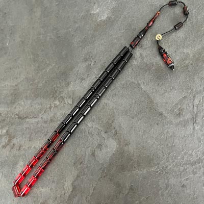 5,5×9,5mm Kırmızı Siyah Kesme Model Tesbih
