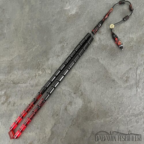 5,5×9,5mm Kırmızı Siyah Kesme Model Tesbih