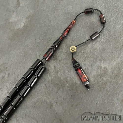5,5×9,5mm Kırmızı Siyah Kesme Model Tesbih