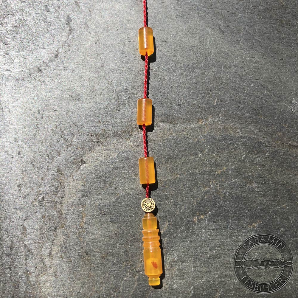 Buğulu sarı 5,5x9,5mm sıkma kehribar kesme model tesbih