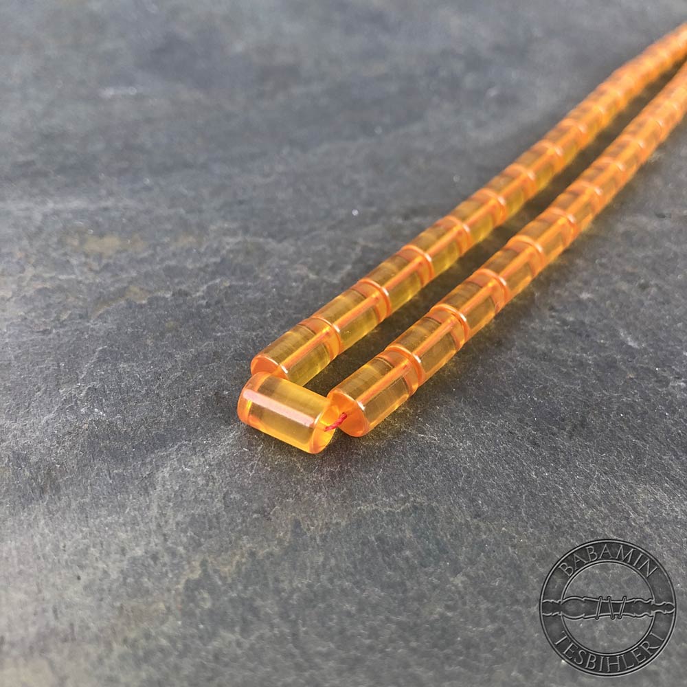 Şeffaf sarı 6,5×10,5mm sıkma kehribar kesme model tesbih