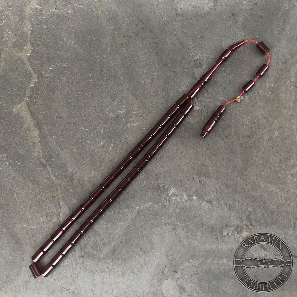 Bordo 6,5×10,5mm sıkma kehribar kesme model tesbih