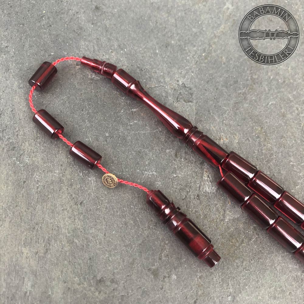 Bordo 6,5×10,5mm sıkma kehribar kesme model tesbih