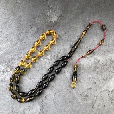 6x12mm Sarı Siyah Süzme Dizim Beyzi Model Tesbih
