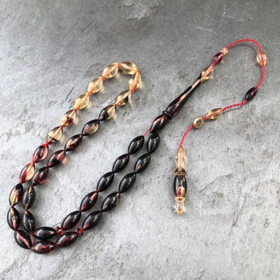 6x12mm Siyah Vişne Çürüğü Süzme Dizim Beyzi Model Tesbih