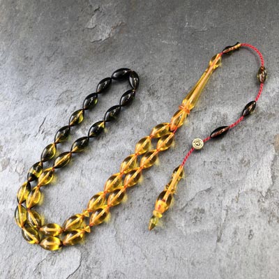 6x12mm Sarı Siyah Süzme Dizim Beyzi Model Tesbih