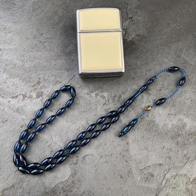4x10mm Mavi Beyzi Model Sıkma Kehribar Tesbih