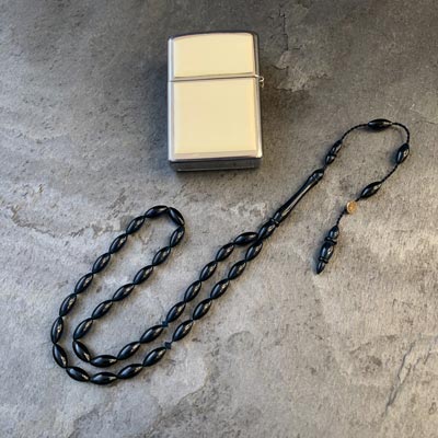 4x10mm Lacivert Beyzi Model Sıkma Kehribar Tesbih