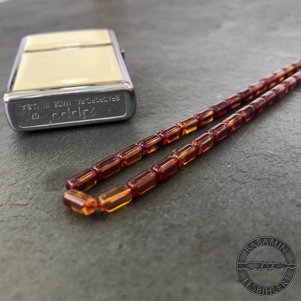 Bal rengi 4x7mm kapsül model tesbih-Sıkma kehribar tesbih