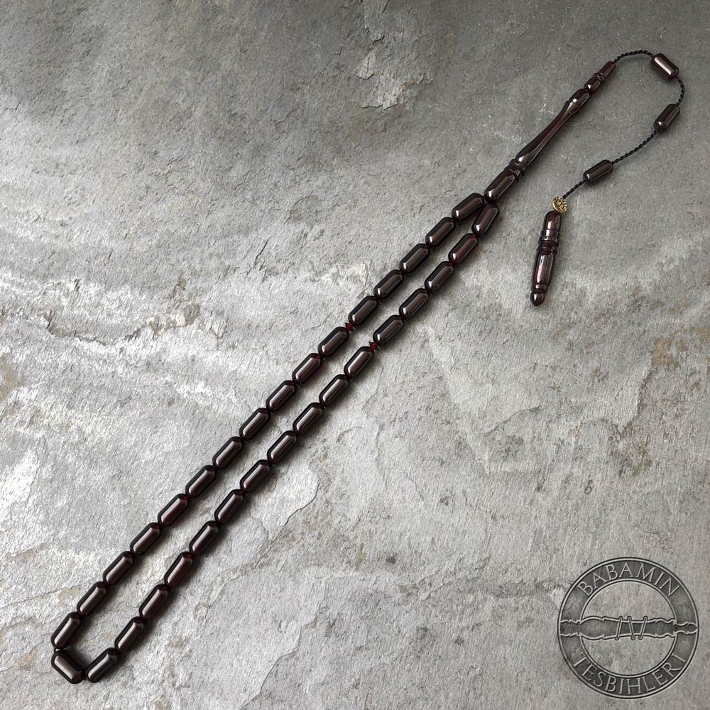 5,5x11,5mm Bordo Kapsül model tesbih-Sıkma kehribar tesbih