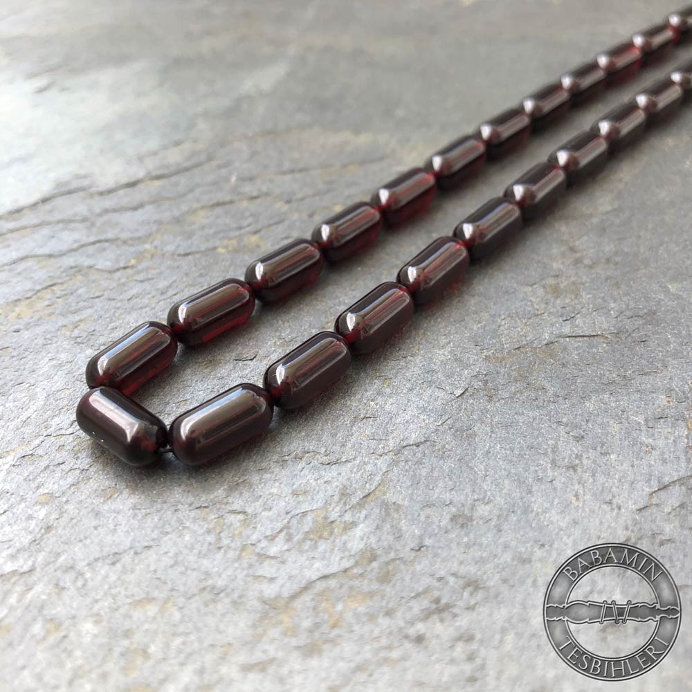 5,5x11,5mm Bordo Kapsül model tesbih-Sıkma kehribar tesbih