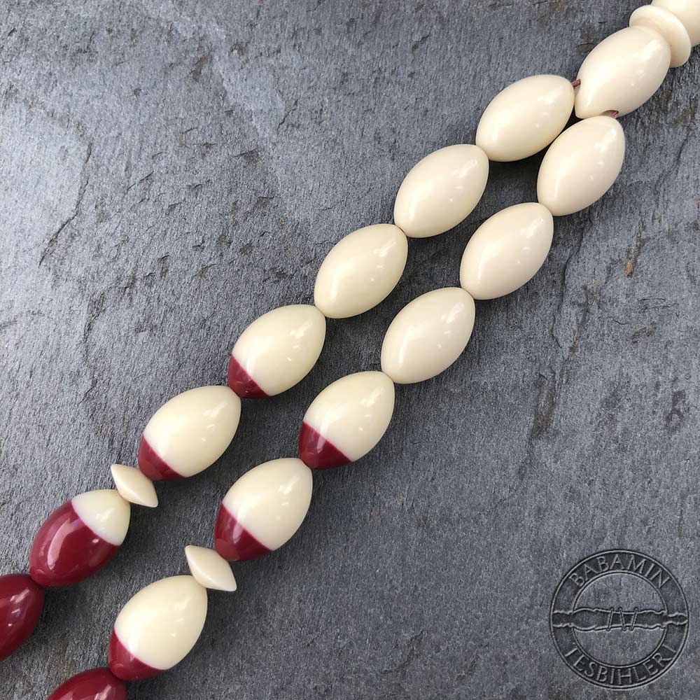 Bordo beyaz bilardo topu beyzi model tesbih taneleri