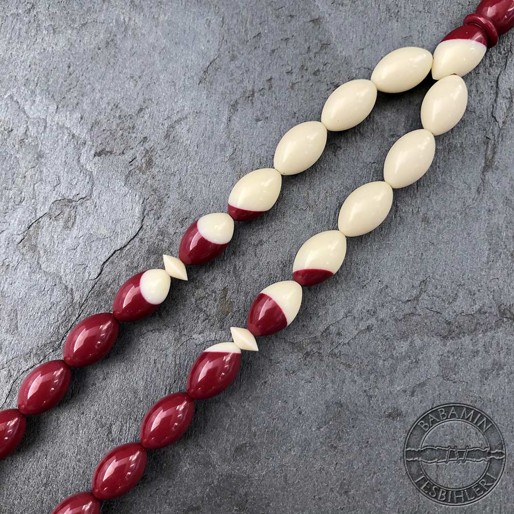 Bordo beyaz süzme dizim bilardo topu beyzi model tesbih taneleri