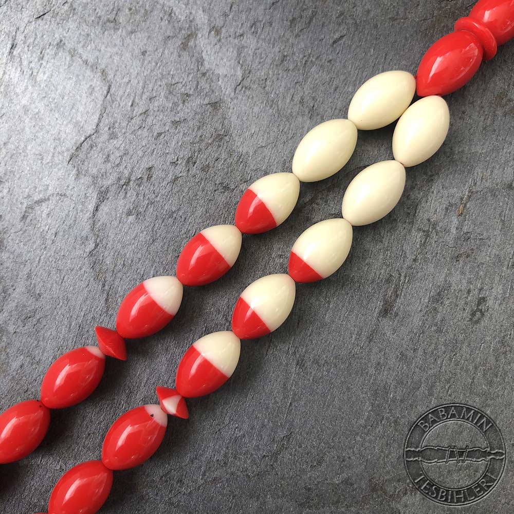 Kırmızı Beyaz Bilardo Topu Halkalı İmame ve Hitameli Tesbih