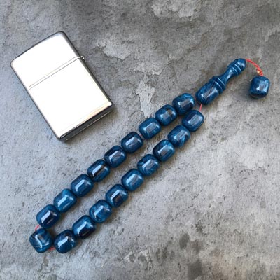11x13mm Mavi Siyah Kapsül Maskot Model Tesbih