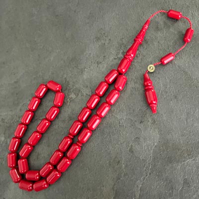 7×11,5mm Kırmızı Bowling Topu Katalin Tesbih