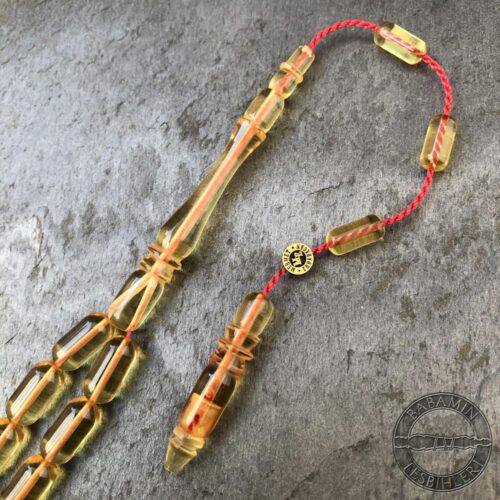 5,5x11mm Şeffaf Açık Sarı Kapsül Model Sıkma Kehribar Tesbih