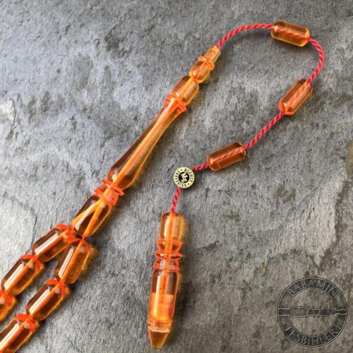 5,5x11mm Şeffaf Turuncu Kapsül Model Sıkma Kehribar Tesbih