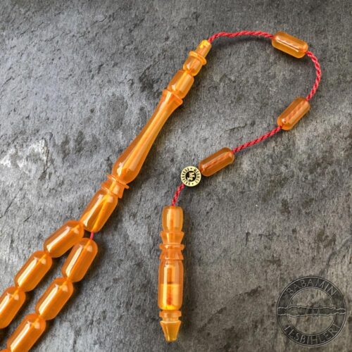 5,5x11mm Buğulu Turuncu Kapsül Model Sıkma Kehribar Tesbih