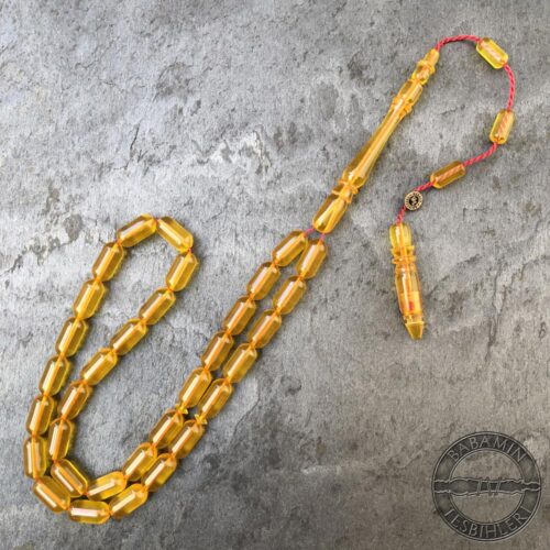 5,5x11mm Şeffaf Sarı Kapsül Model Sıkma Kehribar Tesbih
