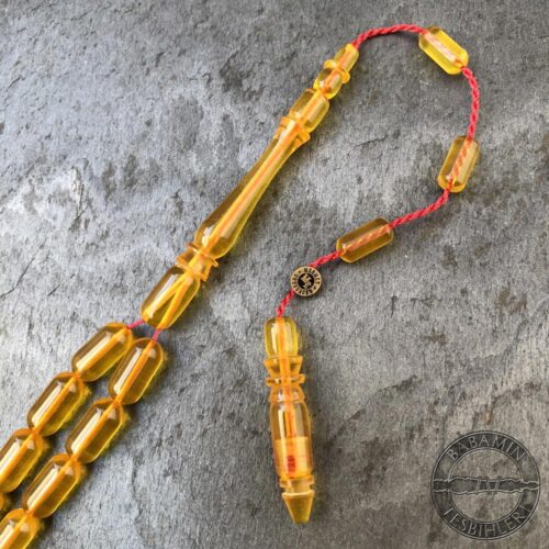 5,5x11mm Şeffaf Sarı Kapsül Model Sıkma Kehribar Tesbih