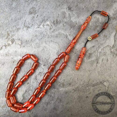 5,5x11mm Turuncu Zar Rengi Kapsül Model Sıkma Kehribar Tesbih