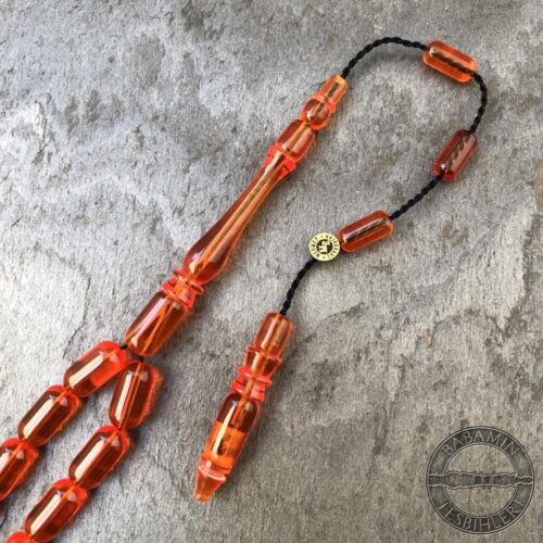 5,5x11mm Turuncu Zar Rengi Kapsül Model Sıkma Kehribar Tesbih
