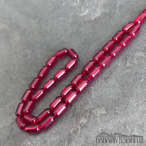 5,5x11mm Kırmızı Kapsül Model Ateş Kehribar Tesbih