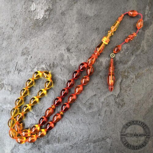 8x12mm Alev Rengi Süzme Dizim Halkalı İmameli Tesbih