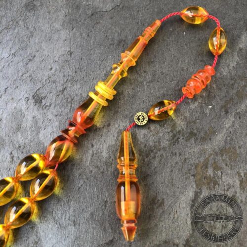 8x12mm Alev Rengi Süzme Dizim Halkalı İmameli Tesbih-2