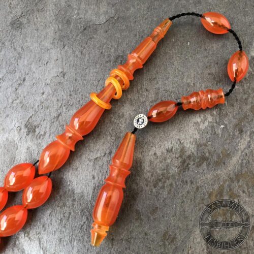 8x12mm Turuncu Zar Rengi Halkalı İmameli Tesbih