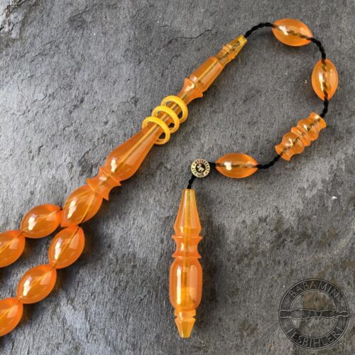 8x12mm Buğulu Turuncu Halkalı İmameli Tesbih
