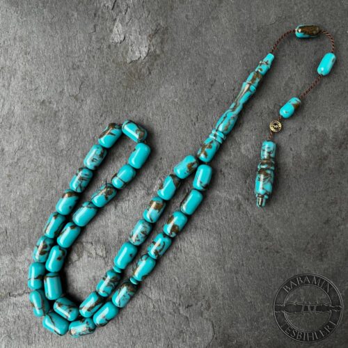 7x11mm Yaldızlı Firuze Renk Kapsül Model Arizona Katalin Tesbih