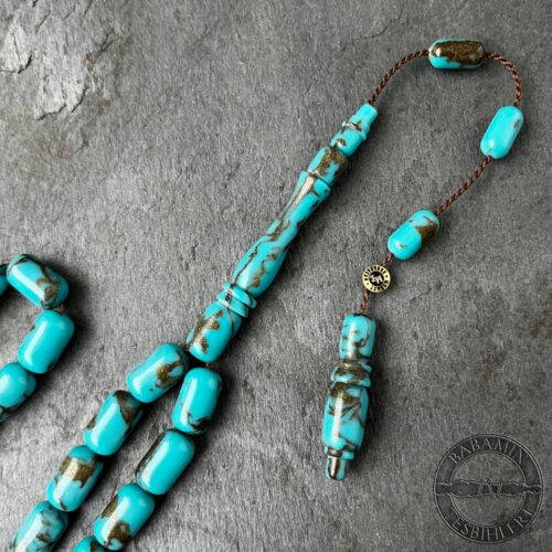 7x11mm Yaldızlı Firuze Renk Kapsül Model Arizona Katalin Tesbih