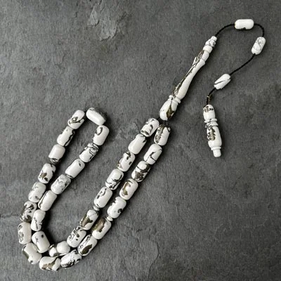 7x11mm Yaldızlı Beyaz Kapsül Model Arizona Katalin Tesbih