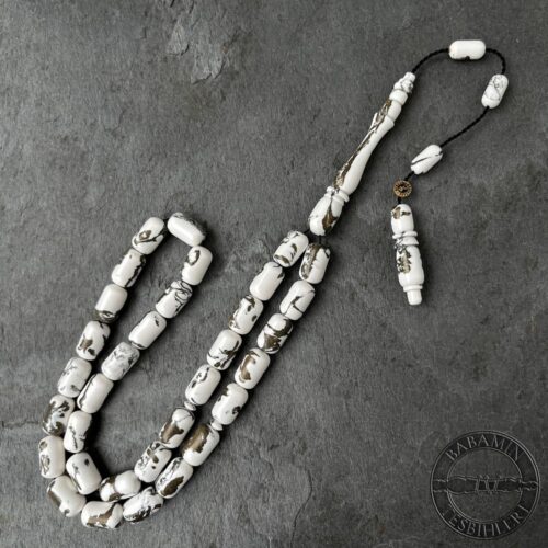 7x11mm Yaldızlı Beyaz Kapsül Model Arizona Katalin Tesbih