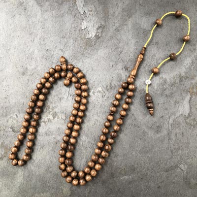 7x7mm Afrika Sandal Ağacı Sarı İpli Küre Model 99’luk Tesbih